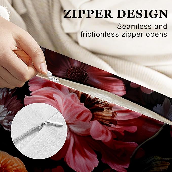 Microfiber Body Pillow Cover with Hidden Zipper,Comfortable Fabric,Floral Print Pattern Body Pillow Case,Lightweight and Breathable,The Size is 20 "X 54" (Flower-03)