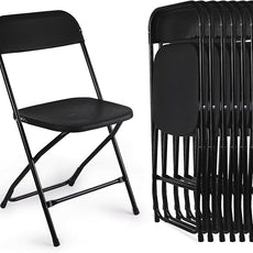 8 Pack Black Folding Chairs, Portable Stackable Commercial Foldable Chair, Indoor Outdoor Plastic Folding Chair for Events/Office/Home/Wedding/Party, 400lbs Capacity