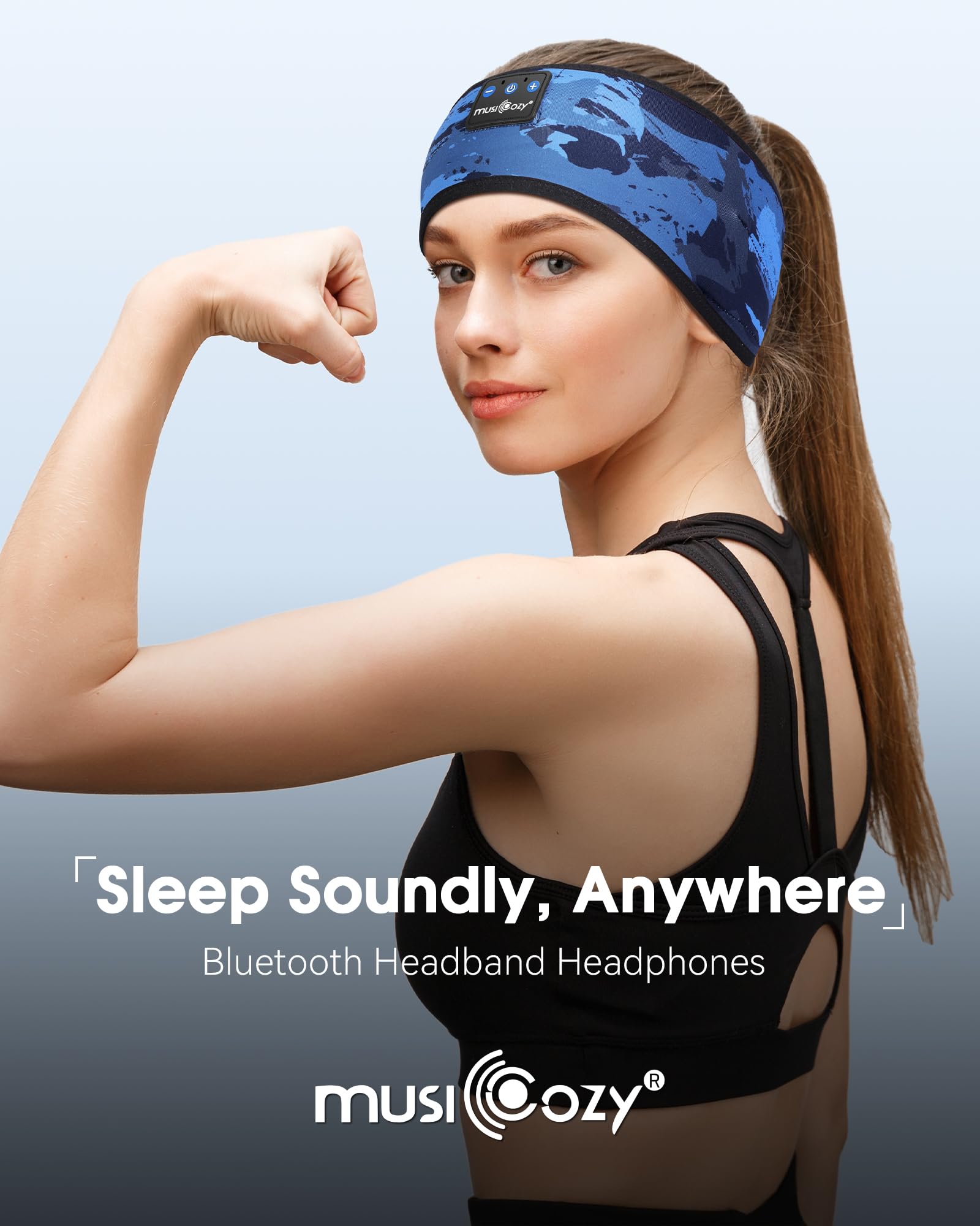MUSICOZY Sleep Headphones Bluetooth 5.4 Headband, Sports Wireless Earphones Sweat Resistant Earbuds Sleeping Headphone with Ultra-Thin HD Stereo Speaker for Workout Running Cool Gadgets Unique Gifts Dormly