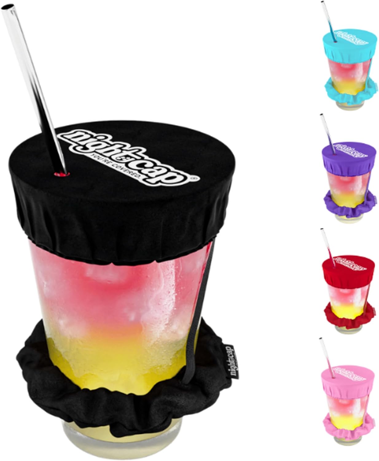 NightCap Drink Cover Scrunchie, Anti Spiking Drink Protector, Reusable Cup Cover for Bars, Festivals, Concerts, College Parties & Travel, Hidden Drink Safety Cover for Women, Shark Tank, Hair Tie