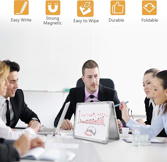 Small Dry Erase White Board 16"X12" Double-Sided Magnetic Portable White Board Desktop Foldable Tabletop Whiteboard Easel for Home, Office, Classroom