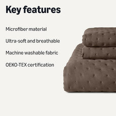 Amazon Basics Brushed Microfiber Quilt Set, Extra Soft with Natural Texture, 3-Piece,King, Brown