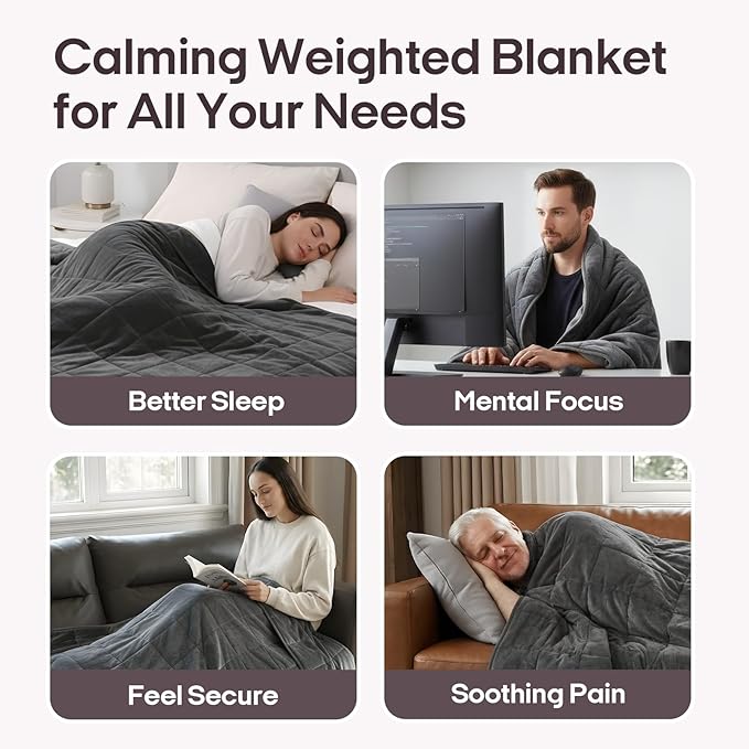 ZonLi Royal Posh Velvet Weighted Blanket for Adults, Dual Sided Cozy Fluffy Heavy Blanket(48"x72",12lbs,Grey), Bed Sofa Heavy Blankets, Soft Material with Premium Glass Beads, Easy Care