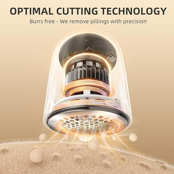 Fabric Shaver, Electric Lint Remover, Rechargeable Lint Shaver, Household Essentials for Clothes, Upholstery, Furniture, Sweater Defuzzer to Remove Pilling, Battery Operated, Birch