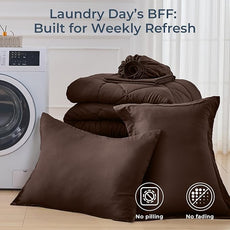 HEVUMYI Brown Twin Comforter Set - 5-Piece All Season Bed in a Bag Twin, Ultra Soft Bedding Set with Comforter, Flat Sheet, Fitted Sheet, Pillowcases, Pillow Shams