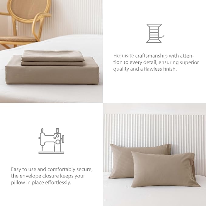 HeimenAogo Egyptian Cotton Duvet Cover Set Full, Ultra Soft and Breathable Comforter Cover with Zipper Closure, High Thread Count Long Staple Cotton Blanket Cover 3pcs (80"×90"), Oxford Tan