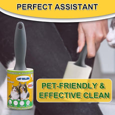 Extra Sticky Lint Rollers for Pet Hair, 250 Sheets, Lint Remover for Dog Cat Hair Removal, Animal Fur, Fuzz, Couch, Clothes Furniture and Carpet Travel-Friendly Grip Handle (1, White)