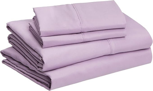 Amazon Basics 4 piece Microfiber Sheet Set, King, Frosted Lavender, Solid AmazonBasics