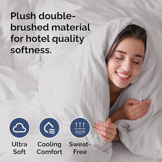 Duvet Cover Full Size Set - Extra Soft Full Size Duvet Cover 80 x 90 with 2 Pillow Shams - Hotel Luxury Easy Care and Fade Free w/Zipper Closures & Ties - Comfy Breathable Bedding Set (French Grey)