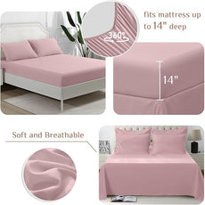 JOLLYVOGUE Twin Comforter Set, Ultra-Soft Bed in a Bag Twin Size 5 Pieces, Oeko-TEX Certified Bedding Set with Down Alternative Comforter, Sheets, Pillowcases & Shams, Camio Pink