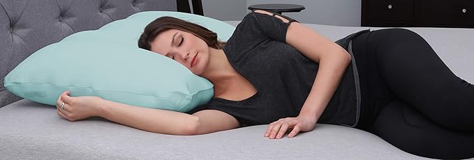 PILLOWY Premium Microbead Bed Pillow, Medium Extra Fluffy But Supportive - Ultra Comfortable Sleep with Silk Like Anti Aging Cover 85% Spandex/ 15% Nylon Breathable, Cooling Sweet Baby Blue