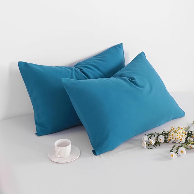 FLXXIE 2 Pack Microfiber King Pillow Cases, 1800 Super Soft Pillowcases with Envelope Closure, Wrinkle, Fade and Stain Resistant Pillow Covers, 20x36, Teal