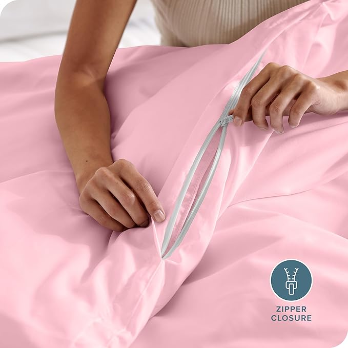 Bare Home Bedding Duvet Cover Extra Long Size - Premium 1800 Super Soft Collection - Lightweight, Cooling - Soft Breathable Bedding Duvet Cover (Twin/Twin XL, Light Pink)