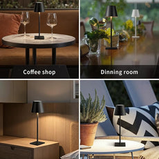 KDG 2 Pack Cordless Table Lamp, Portable LED Desk Lamps, 5000mAh Battery Operated, 3 Color Stepless Dimming Up, for Restaurant, Bedroom, Outdoor Camping, Coffee Shop, Night Light, Rechargeable (Black)