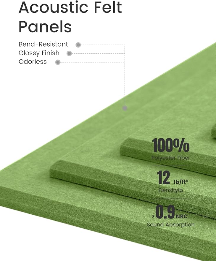 Large Felt Bulletin Board 48" x 36" Cork Board Alternative-12 Pack with 70 Safe Removable Adhesive Tabs, Cork Boards for Walls Cork Board for Home Office Classroom Pin Board-Kelly Green