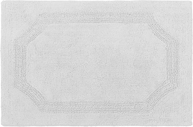 Laura Ashley - Reversible Cotton Bath Mat, Premium Bathroom Décor, Machine Washable Bathroom Rug, Highly Absorbent, 21"x34", Light Grey