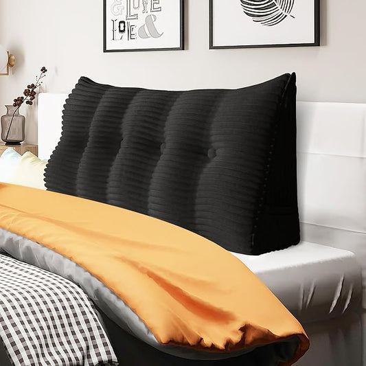 10 lbs Thickened Headboard Pillow Wedge Pillow Headboard Reading Pillow Bed for Comfortable Backrest Reading Triangular Pillow with Side Pocket Backrest Pillows for Sitting in Bed Full