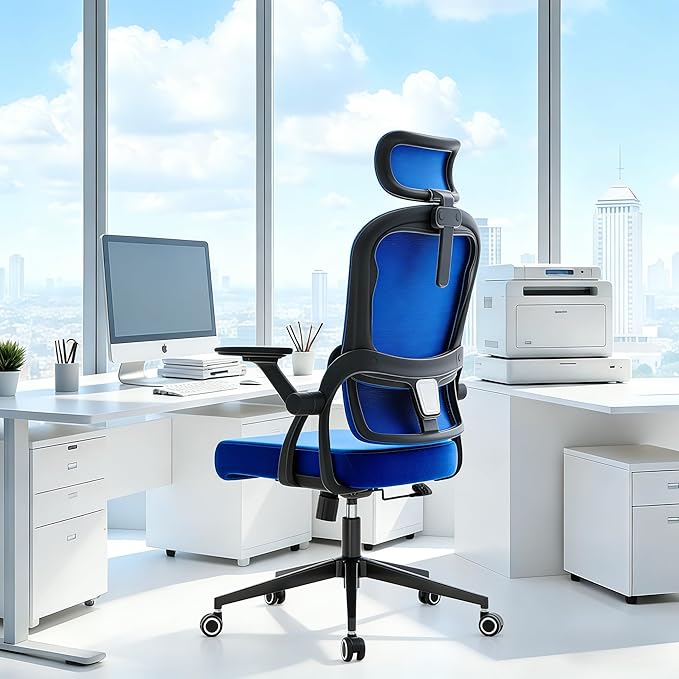 Ergonomic Office Chair - 400LB Comfy Desk Chairs with Adjustable Headrest and Lumbar Back Support, Mesh Computer Chairs with Wheels and Arms for Home Office, Study