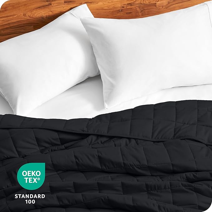 Bare Home Weighted Blanket King Size 25lb (80" x 87") for Adults - All-Natural 100% Cotton - Premium Heavy Blanket Nontoxic Glass Beads (Black, 80"x87")