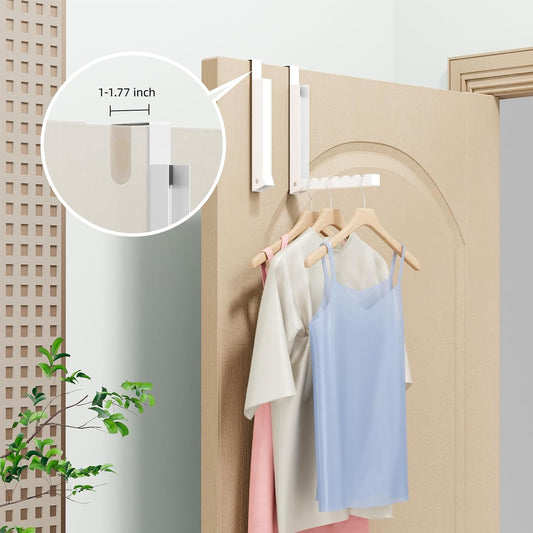 BAKON Over The Door Hanger Folding Clothes Drying Rack, Folding Hanging Coat Rack for Indoor Laundry Room Compact Small Space Foldable Portable Clothing Hanger Hook Collapsible- 2 Pack Dormly