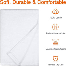 Amazon Basics 2 Piece Lightweight Quick-Dry Bath Towel, 100% Cotton, White, 54