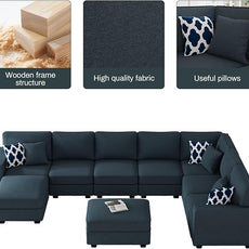 Legend Vansen Modular Sectional Sofa U Shaped Couch with Ottoman Modern Reversible Corner Sectional Couch for Living Room (Charcoal, U Shaped Sofa-5)