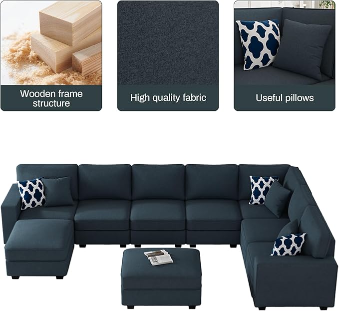 Legend Vansen Modular Sectional Sofa U Shaped Couch with Ottoman Modern Reversible Corner Sectional Couch for Living Room (Charcoal, U Shaped Sofa-5)