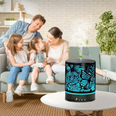 Essential Oil Diffusers 300ML Metal Aromatherapy Oil Diffusers for Large Room,Butterflies & Flower Ultrasonic Cool Mist Diffuser with Waterless Auto Shut-Off Protection, for Home Office SPA Yoga