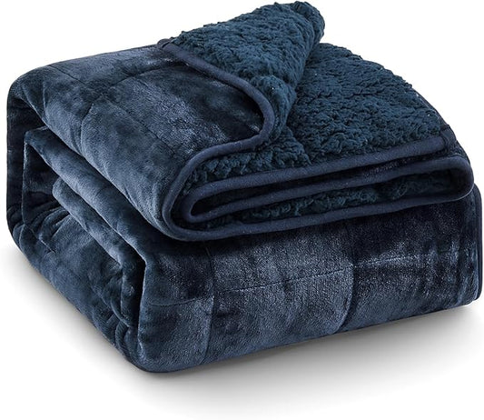 Super Fuzzy Soft Sherpa Fleece Weighted Blanket, 15 lbs Dual Sided Fluffy Heavy Weighted Blankets for Adults - No Bunching with Double Layers of Soft Inner Lining (60"x 80", 15 Pounds)