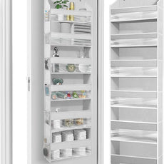 HOMELUX THEORY UPGRADED Over The Door Organizer Hanging - 100D EXTRA THICK & 50lbs HUGE CAPACITY 6 Large Front & 12 Side Pockets, Over The Door Shoe Organizer, Hanging Closet Organizer (LightGray 1pc)