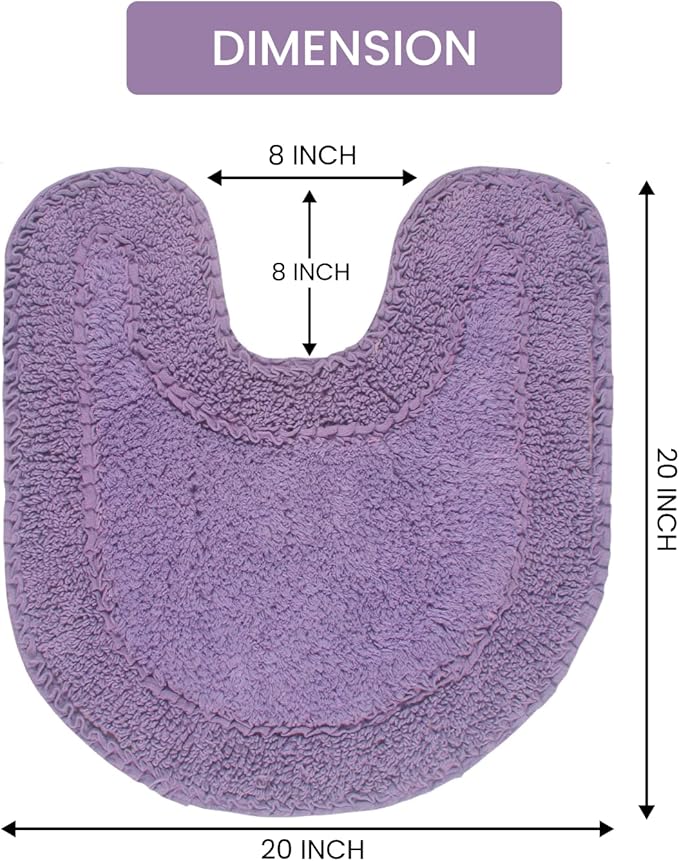Home Weavers Double Ruffle Collection 100% Cotton Bathroom Rugs Set, Washable Rug, Extra Soft and Absorbent Bath Rug, Kitchen Mat, Bath Mat Set, Bath Floor Mat Non Slip, 20"x20" Contour, Purple