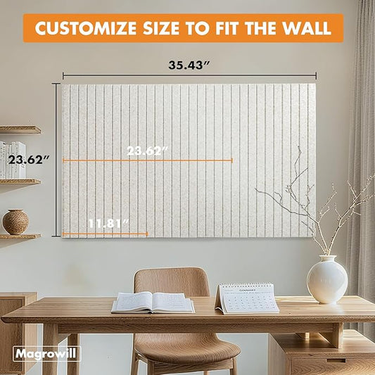 Cork Board Tiles for Wall with Push Pins, 36" x 24" Slat Bulletin Board Sets, Self-Adhesive Pin Board | Magrowill 6 Packs Felt Panels for Office Home Classroom Dorm Interior Wall Decor