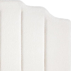 24KF White Teddy Fabric Tufted King Upholstered Headboard, Modern Vertical Channel Design California King Headboard with Stepped Silhouette Top Edge,6026-K-Teddy White