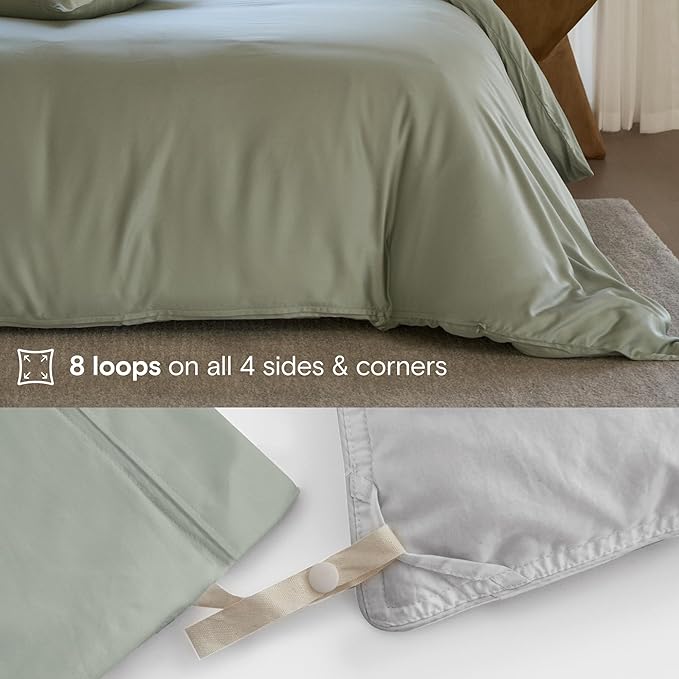 DOZ Duvet Cover Set, 100% Viscose derived from Bamboo, Organically Grown, Buttery Soft, Cooling Duvet Covers, High GSM, 1 Duvet Cover and 1 Pillowcase, 70"x90" (Sage, Twin/Twin XL)