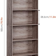 FOTOSOK 6-Tier Open Bookcase and Bookshelf, Freestanding Display Storage Shelves Tall Bookcase for Bedroom, Living Room and Office, Oak