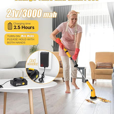 Qimedo Electric Spin Scrubber Extra Large Brush Q3,6000 mAh Best Battery Power Scrubber for Cleaning,1200RPM Shower Cordless Cleaning Brush with 8 Brushes for Bath/Tub/Tile/Floor (Smart Display)