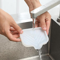 Silicone Bathroom Soap Dishes with Drain Spout-Bathroom and Kitchen Sink Organizer,Sponge Holder,Dish Soap Tray,Perfect for Dispenser,Scrubber,Bottle,Cup on Counter Translucent 4.9