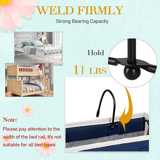 Bedside Storage Caddy/Bedside Hanging Storage Bag for Headboards Bunk Beds Dorm Rooms Book Phone Magazine Holder (2PC Navy Blue)