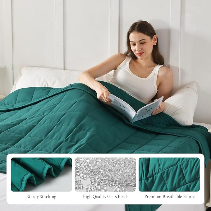 Topblan Weighted Blanket for Adults 12lbs, Soft Cooling Breathable Weighted Throw for Sleeping, Washable Heavy Blanket with Glass Beads for Winter, Sofa Bed, 48"x72" Twin Size