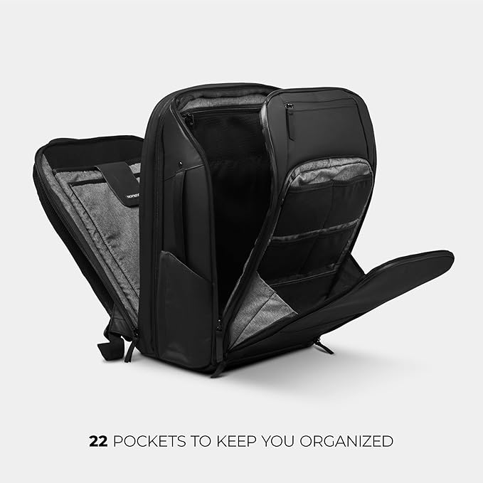 NOMATIC 20L Travel Pack - Water Resistant Laptop Bag - TSA-Ready Expandable Backpack (Black)