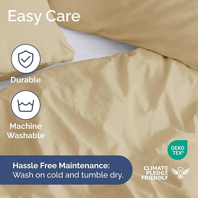 CGK Unlimited Duvet Cover Queen Size Set - Extra Soft Queen Size Duvet Cover 90 x 90 with 2 Pillow Shams - Hotel Quality, Fade Free w/Zipper Closures & Ties - Bedding and Bed Linens Set (Beige)