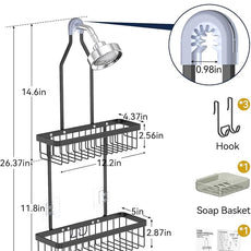 YASONIC Shower Caddy Hanging, Never Rust Shower Organizer Hanging, Aluminum Shower Racks for Inside Shower with Hooks for Razor, Bathroom Organizers and Storage with Soap Holder, Black