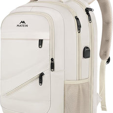 MATEIN Extra Large Backpack for Women, 18 Inch TSA College Backpack with Multiple Compartments & USB Charging Port, 50 L Fashion Work Computer Carryon for Business, Cream Beige
