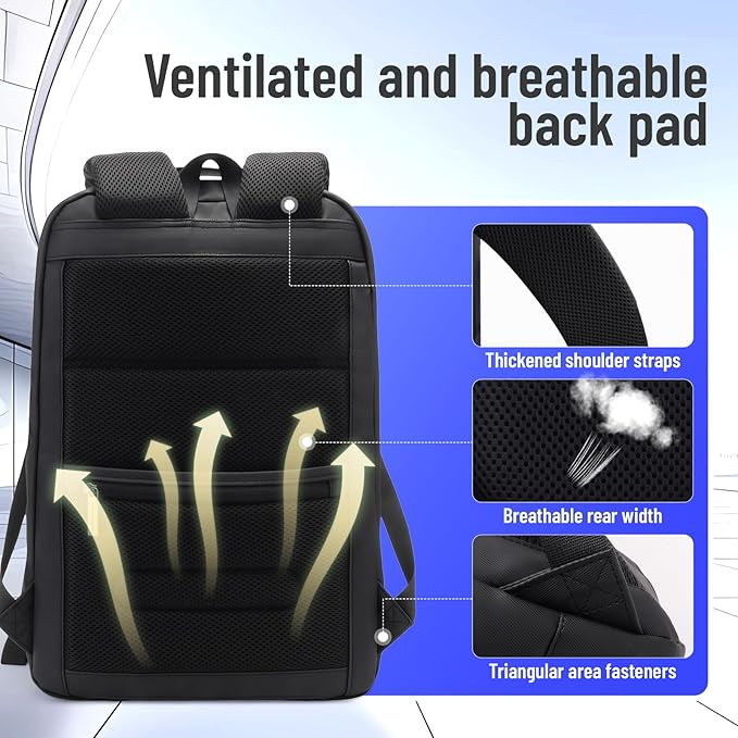 JODEBES Business Smart Backpack Waterproof fit 15.6 Inch Laptop Backpack with USB Charging Port and TSA lock,Travel Durable Backpack - Black
