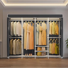 VIPEK V40LC Covered Clothes Rack with Dimmable LED Lights, Heavy Duty Garment Rack with Cover Portable Closet Wardrobe Clothing Racks for Hanging Clothes, White Closet Racks with Black Oxford Cover