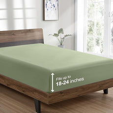 FreshCulture King Fitted Sheet Only - Hotel Quality Ultra Soft & Breathable Brushed Microfiber Fitted Sheet with 21 Inch Deep Pockets - Fits King Size Bed (Sage Green)