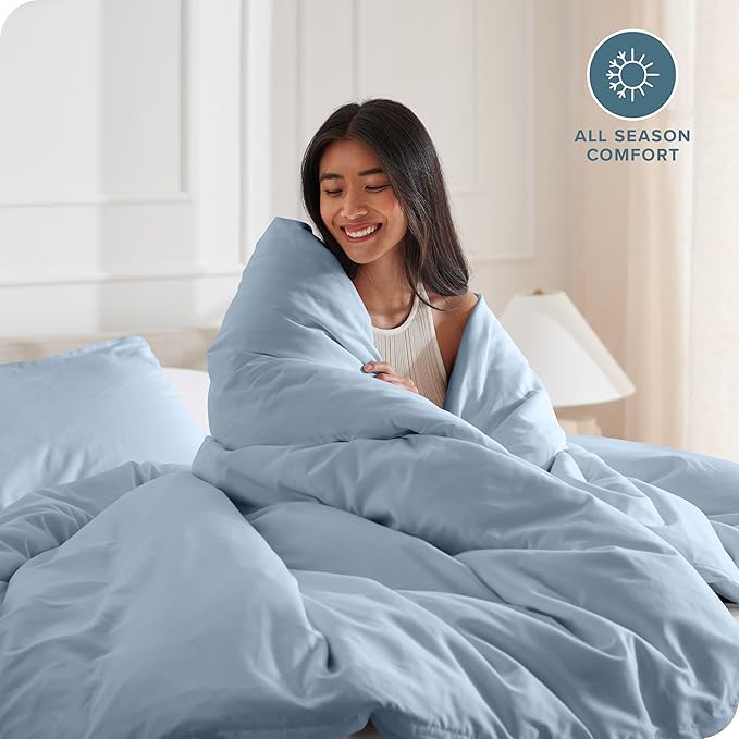 Bare Home Bedding Duvet Cover Extra Long Size - Premium 1800 Super Soft Collection - Lightweight, Cooling - Soft Breathable Bedding Duvet Cover (Twin/Twin XL, Dusty Blue)