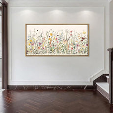 Large Floral Wall Art Decor Framed Colorful Wildflower Painting Pictures for Living Room Bedroom 40x20 Inches