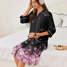 Ekouaer Zipper Robes for Women 3/4 Sleeve Housecoats Knee Length Bathrobe Lightweight Nightgown with Pockets S-3XL