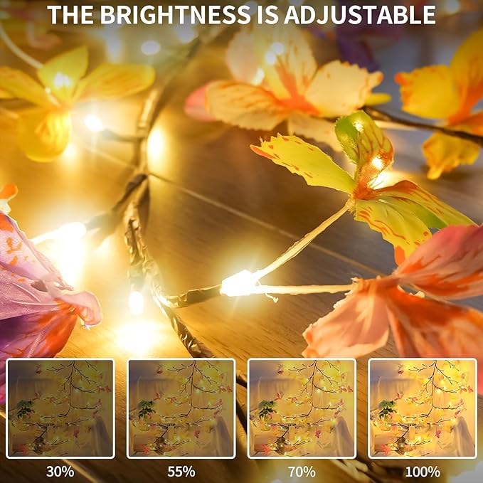 Butterfly Enchanted Willow Vine Lights, 7.55FT 144LED 3 Color Butterfly Blossom Tree Branch Lights for Wall, Remote Timer,8 Light Model,Bedroom Wall Doors Wedding, Christmas, USB Battery Box